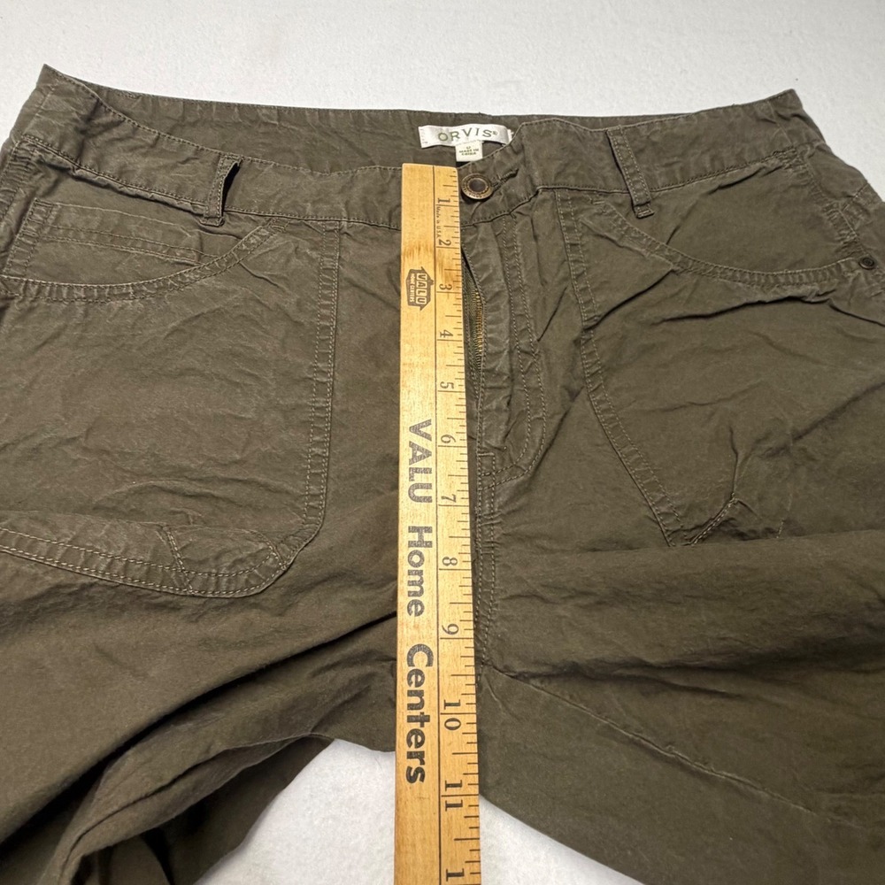 Orvis Cargo Pants Womens Straight Leg Olive Green Cotton Size 12 Travel Utility - Picture 8 of 9